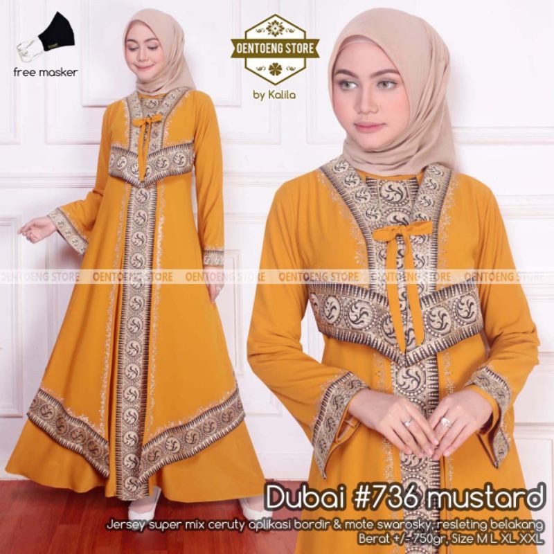 KAFTAN DUBAI BY OENTONG STORE KAFTAN MUSTARD KAFTAN DRESS CERUTY BABYDOLL MIX BORDIR KAFTAN TURKI