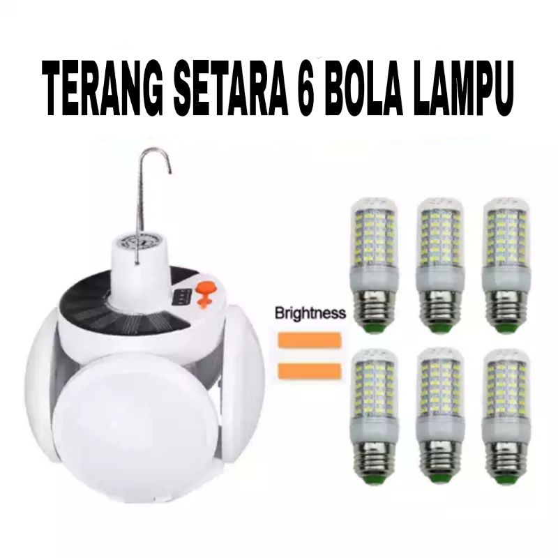 Lampu Emergency Solar UFO/Lampu Darurat Gantung Tanpa Listrik/Lampu Dragon 5 Sisi Lipat Rechargeable