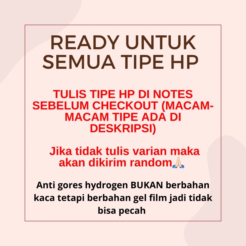 Hydrogel Anti Gores Full Cover Asus Zenfone - Anti Gores Clear - Anti Gores Matte - Anti Glare Indoscreen