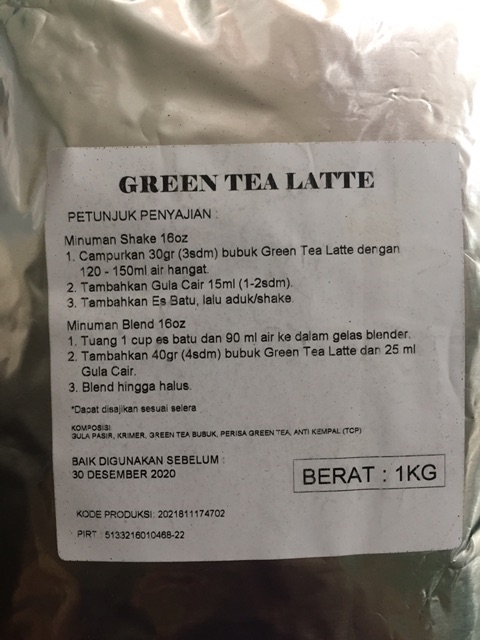 Bubble drink Green Tea 1kg TERLARIS!!!