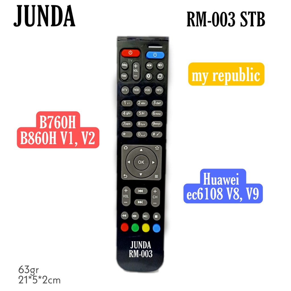 REMOT REMOTE MULTI STB HUAWE / REMOTE UNIVERSAL SET TOP BOX MEREK JUNDA RM-003