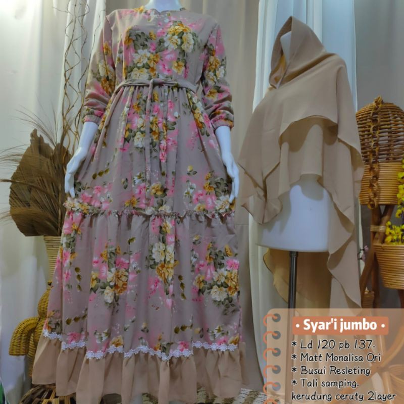 syar'i Monalisa jumbo xxxl/GAMIS MONALISA RENDA JUMBO