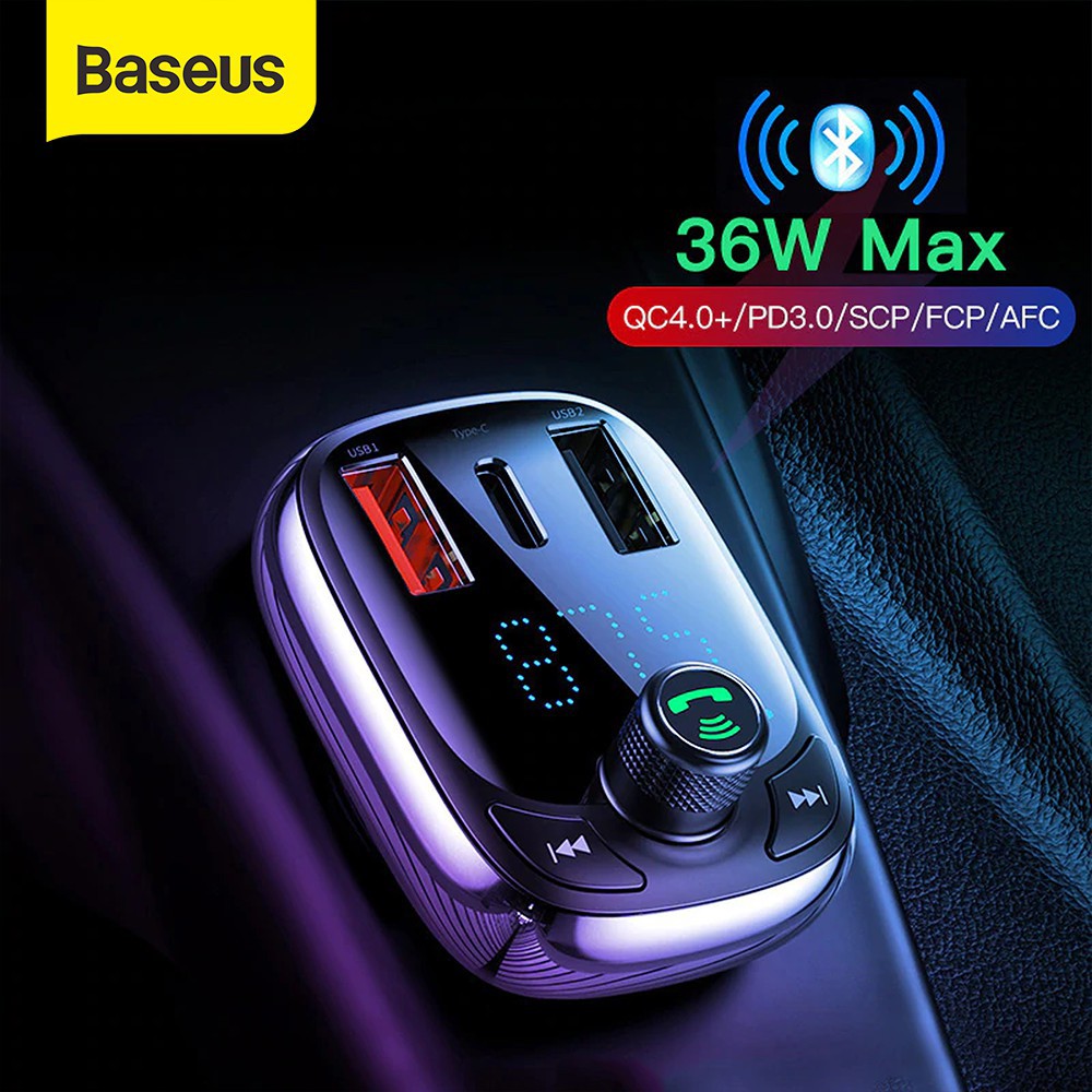 Baseus S13 Quick Charge 4.0 Car Charger PD FM Transmitter Bluetooth