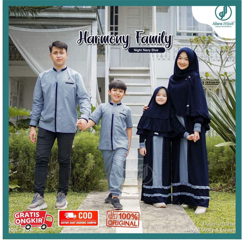 ALWA HIJAB HARMONY NIGHT NAVY BLUE // BUSANA SARIMBIT KELUARGA  // READY STOCK & SIAP KIRIM