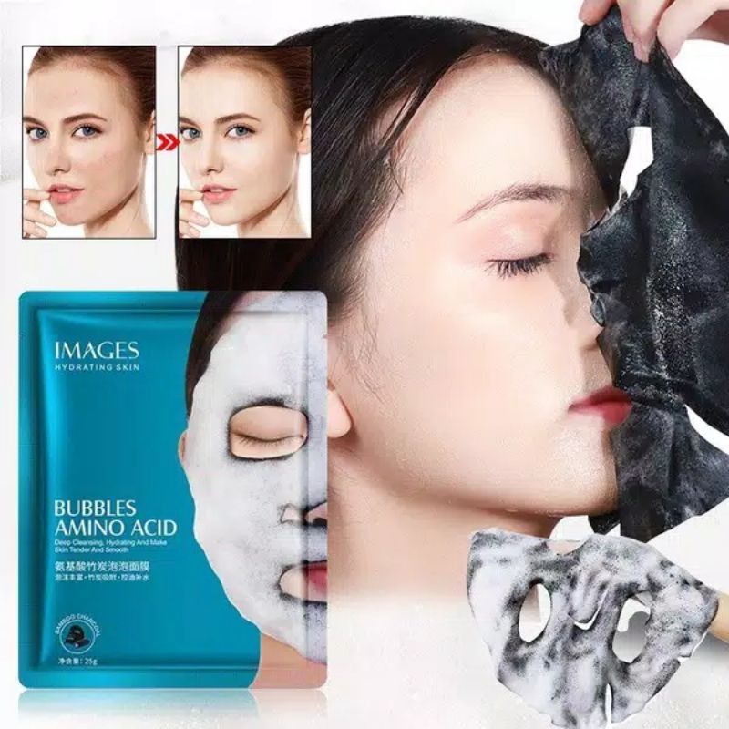 Images Facial Bubble Mask 100% Ori / Images Bubbles Amino Acid Sheet Mask / Masker Wajah Images Bubble Amino Acid / Masker Wajah Glowing / Masker Melembabkan &amp; Mencerahkan Wajah / Masker Pengangkat Komedo &amp; Sel Kulit Mati / Masker Menghilangkan Jerawat