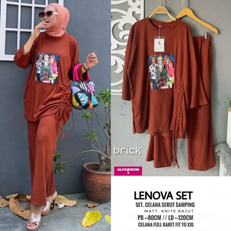 Lenova Set, SETELAN WANITA OVERSIZE JUMBO SUPER CANTIK MODIS FIT XXL XXXL LD 120-140 BAHAN KNITE RAJUT IMPORT TERMURAH OOTD