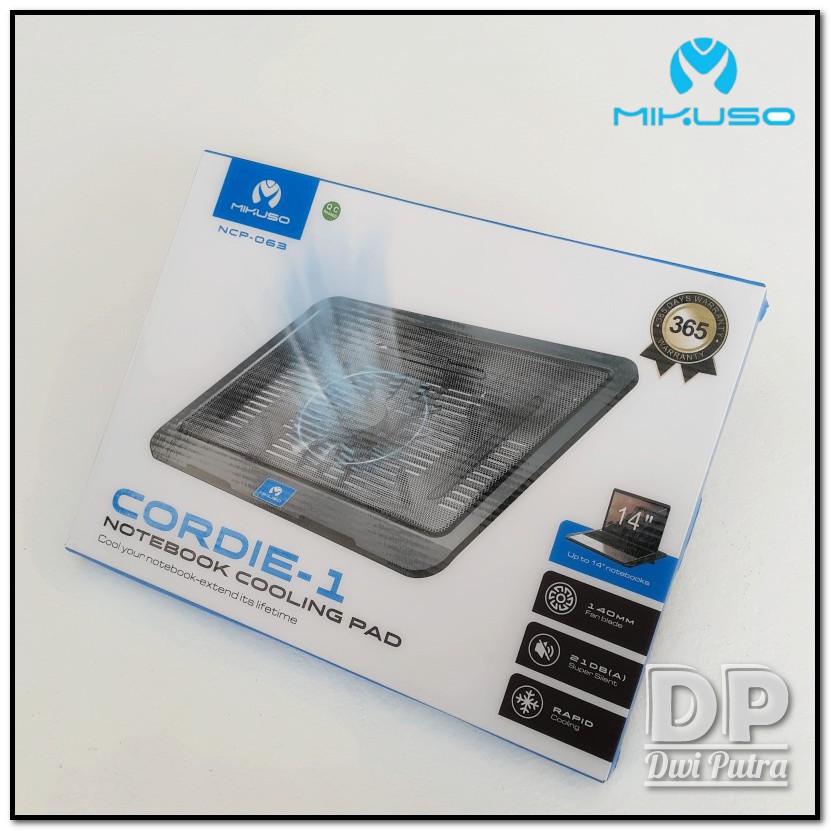 COOLING PAD MIKUSO NCP 063 CORDIE BLUE LED SILENT BIG FAN / COOLER PAD PENDINGIN LAPTOP NOTEBOOK