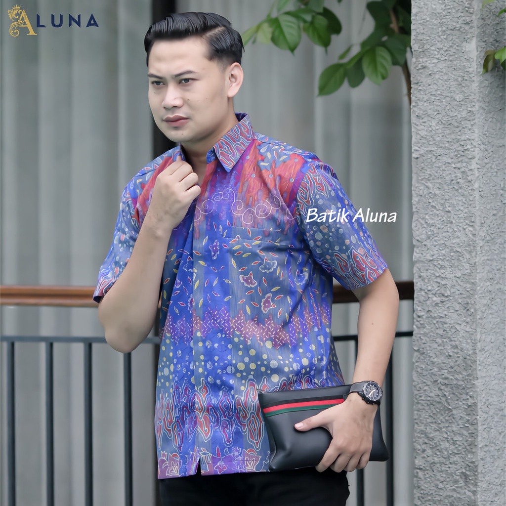 Batik Pria Lengan Pendek Premium BATIK TENUN HRB026 motif EXCLUSIVE Kode FPT 001 S M L XL XXL XXXL