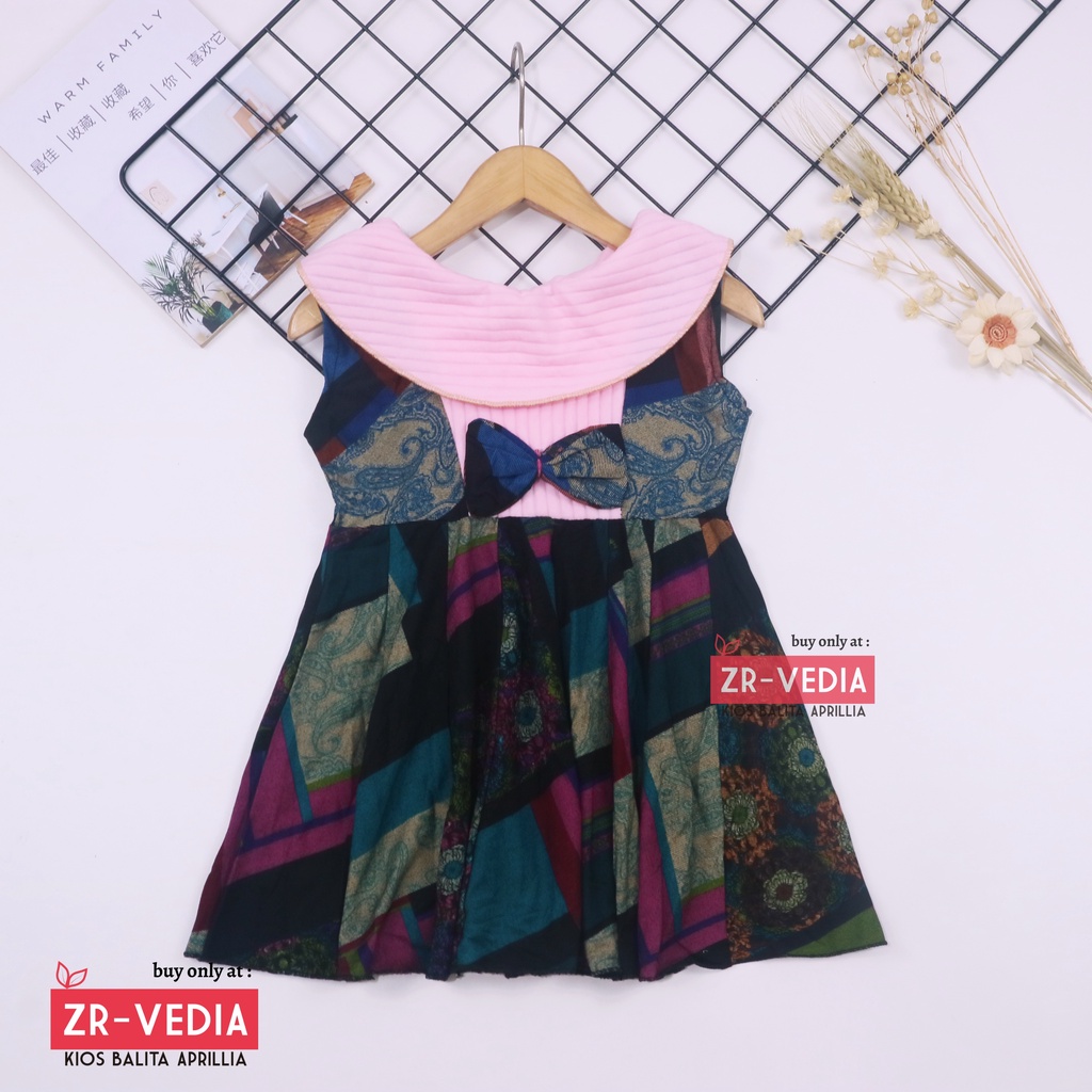 (Batik) Dress Cantika uk 1-2 Tahun / Dres Model Baju Anak Perempuan Pesta Cewek Motif Bunga Murah