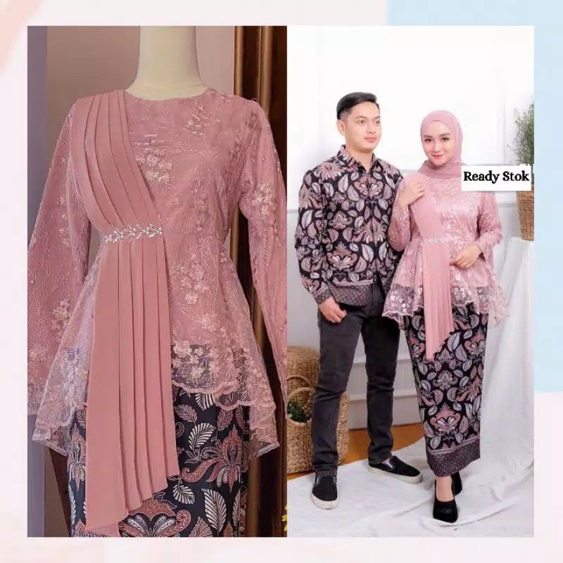 Batik Couple Kebaya Amalia Tunangan Lebaran Wisuda Seserahan Lamaran Modern