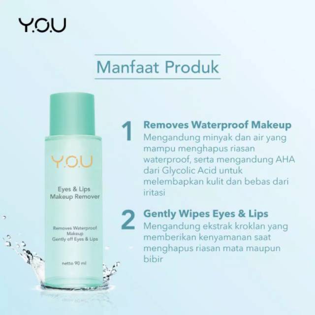 YOU Eyes and Lips Makeup Remover  90 ml [ Removes Waterproof Makeup]