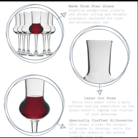 DAPUR PERALATAN MAKAN & MINUM 1 SET 6 PCS BORMIOLI ROCCO GRAPPA GLASS/CHAMPAGNE GLASS/TEQUILA GLASS