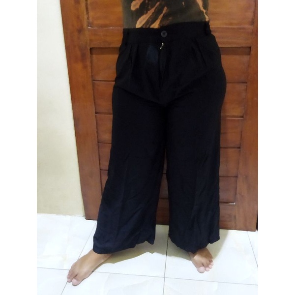 Kulot bali HW resleting rayon polos jumbo