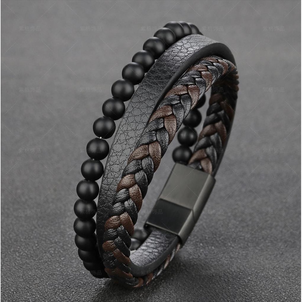 Gelang Kulit Pria Skmei 787 Stainless Original Ukuran 18.5 / 20 CM