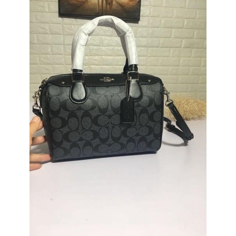 Tas Coach 58312 Bennet Signature Satchel Handbag - Black Smoke