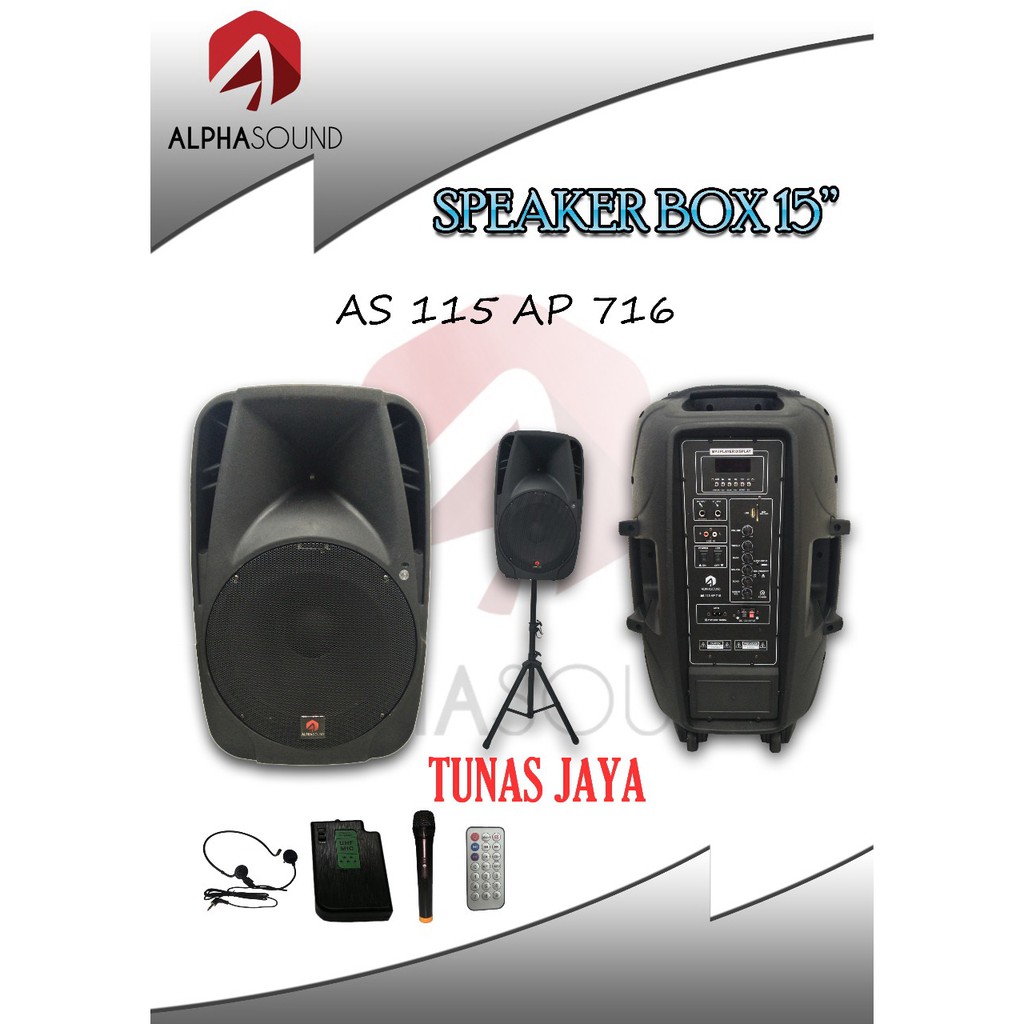 Speaker Portable Wireless As 115 Ap 716 AlphaSound Free ACC