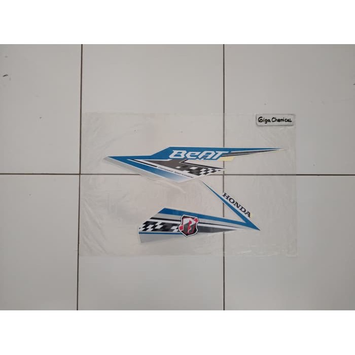 Striping Sticker Honda Beat FI 2017 2018 Putih Lis Biru Original