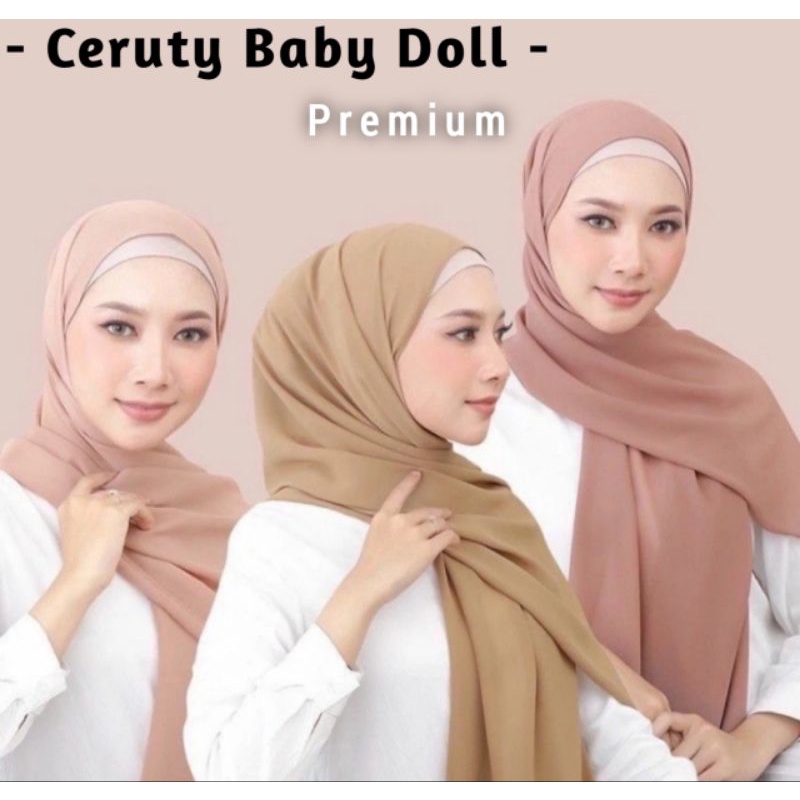 Pashmina Ceruty Baby Doll Premium Jilbab Pashmina Ceruty BabyDoll Krudung Pashmina Ceruty BabyDoll P