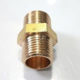 Double Nepel 3/8&quot; KUNINGAN / Hose Nipple Drat Luar