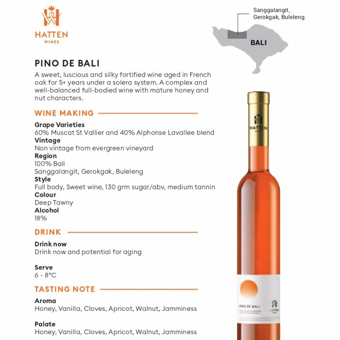 Hatten Pino De bali 375ml - Sweet Bali- Hatten ice wine sweet hatten wine