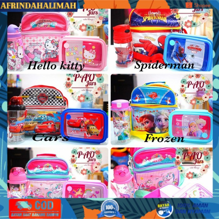 

[TERBARU] set bekal karakter / set makan anak sekolah / lunch box set unicorn - pony