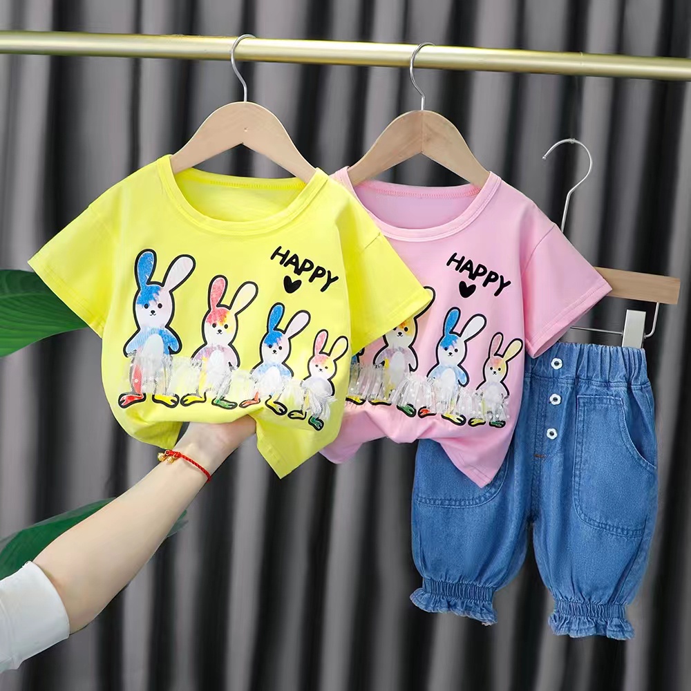 Setelan Jeans Anak Perempuan Uisa 1-4Th / Setelan Baju Anak Cewek Import / BAju Anak Perempuan Import Murah