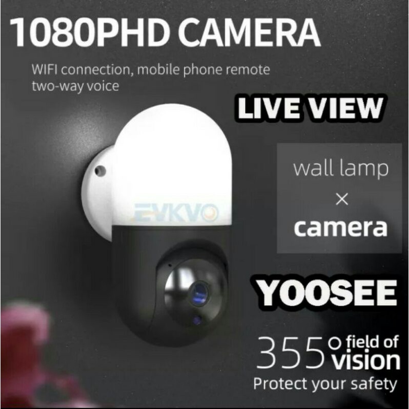 IP Camera CCTV Smart Cam yoosee Kamera Lampu Dinding 5MP Yoosee