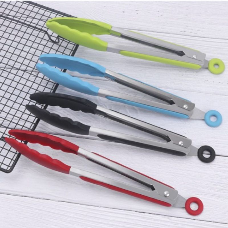 food tongs pencapit warna/penjepit silicone makanan roti kue gorengan/capitan silicone masakan