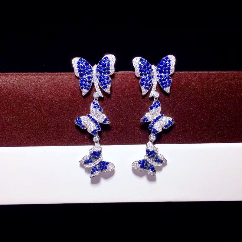 Fashion Personality Butterfly Earrings Earrings Inlaid with Colorful Diamond Earrings