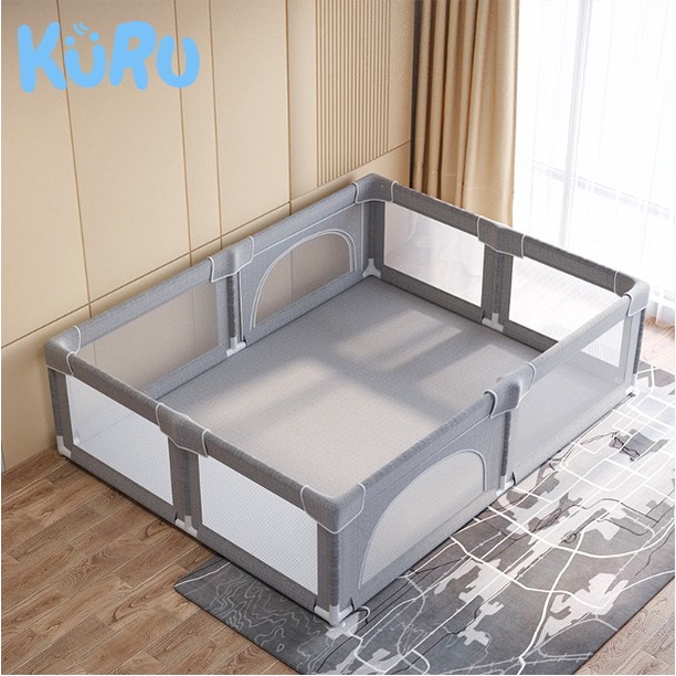 KURU PP901 Baby Playpen Playmat Tempat Bermain Anak | Pagar Main Anak - 150x180, Abu-abu