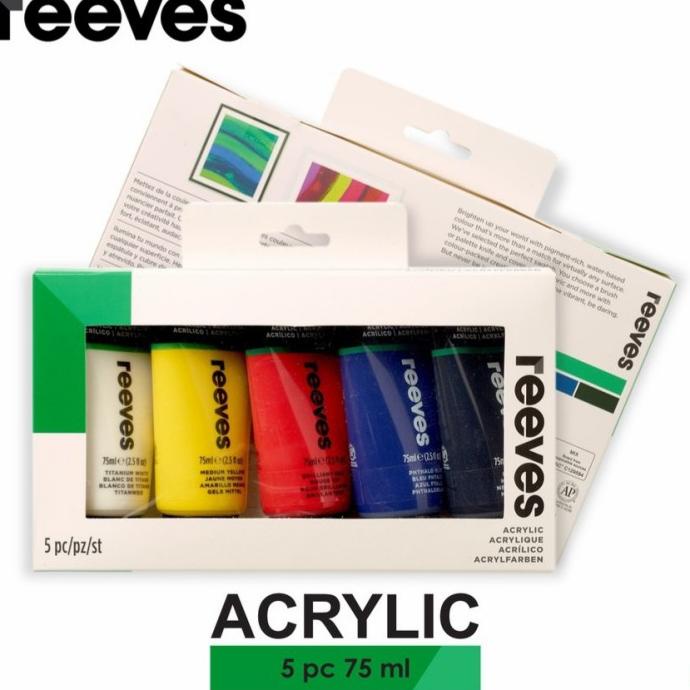 

Reeves Basic Color Acrylic Paint Set 5 Pack x 75ml
