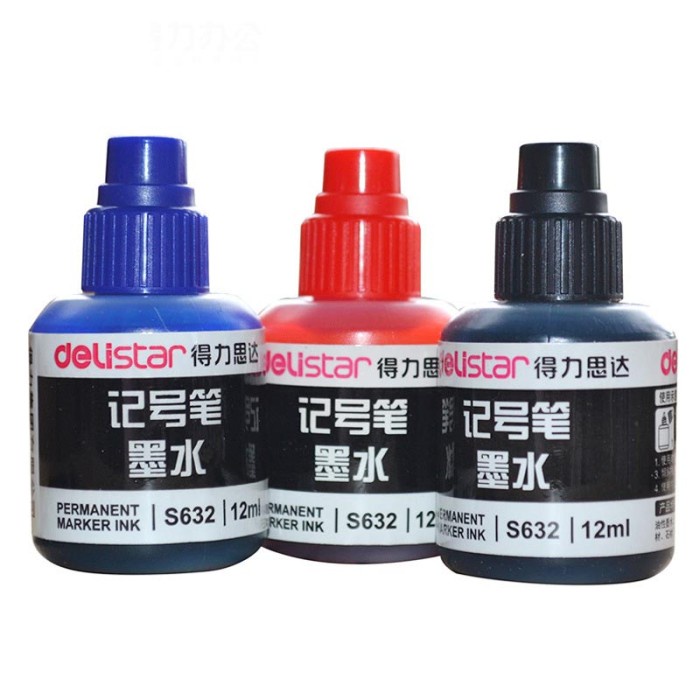 

ISI ULANG SPIDOL WHITEBOARD PERMANEN DELI S632 HITAM BIRU MERAH 12 ML