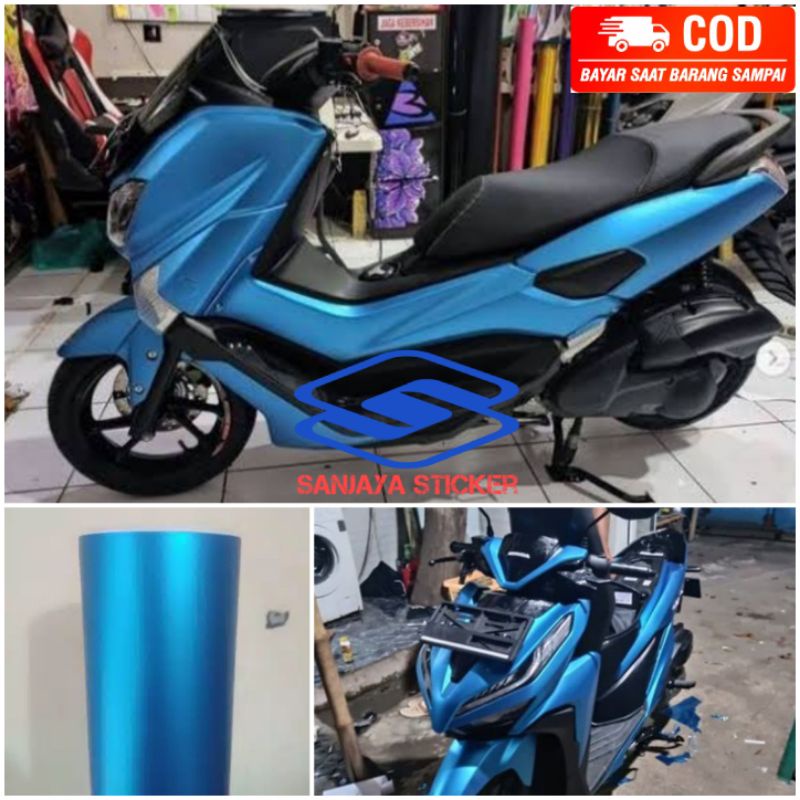 Stiker Skotlet motor biru muda Stiker motor biru muda chrome doff infinity