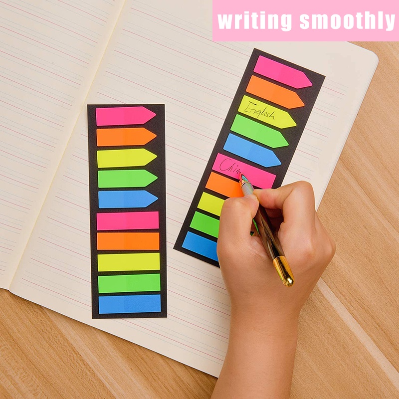 100 / 200 Lembar Sticky Note Transparan Fluorescence Warna-Warni Untuk Kantor / Sekolah