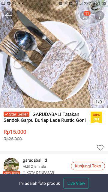 Garudabali Tatakan Sendok Garpu Burlap Lace Rustic Goni Gelas Wedding Taplak Meja Cutlery Holder