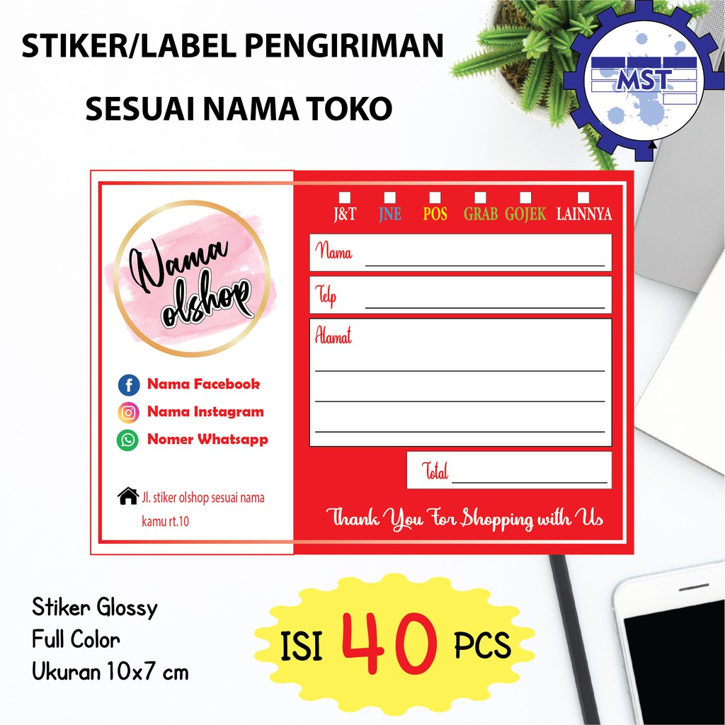 

Stiker Pengiriman / Label Pengiriman Olshop Glossy - Design sesuai nama toko