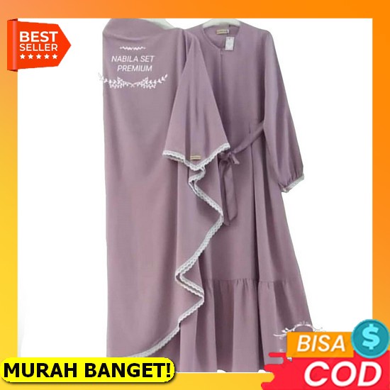 Baju Gamis Wanita Remaja Jumbo Modern Terbaru 2022 Set Ayunda Model Elegan Tren Kekinian Kondangan M