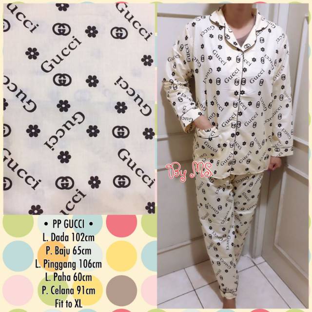 PP GUCCII XL piyama baju tidur lengan panjang wanita ootd hijaber busui kancing depan pajamas