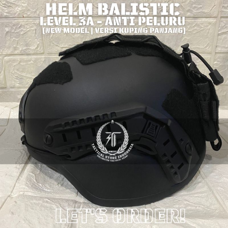 EXCLUSIVE TSI - Helm Balistic ASLI Level 3 A Model Velcro Baru (Tanpa Cover) Dilengkapi Pouch Battery - Helm Tactical Baja Balistic