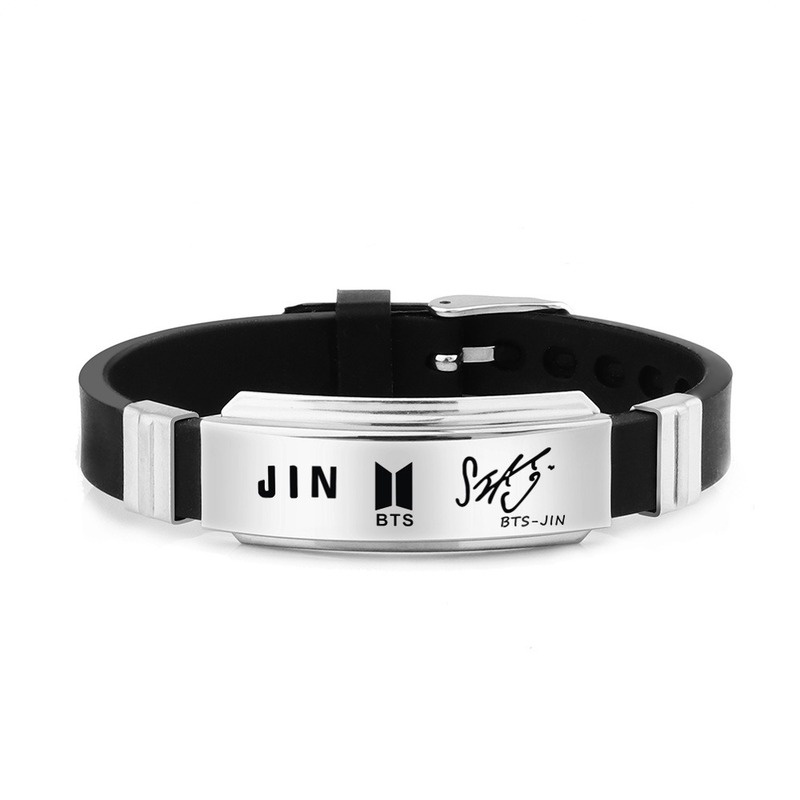 [Z H Perhiasan] Hip Hop Rock Retro Pria Fashion BTS Member V Gelang Titanium Silikon Gelang Pesta Perhiasan Aksesoris