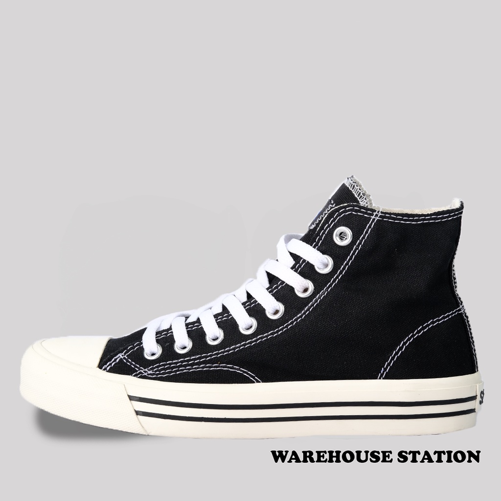 SABA Vintage 2.0 High Black White - Sepatu Sneakers Casual Pria Wanita