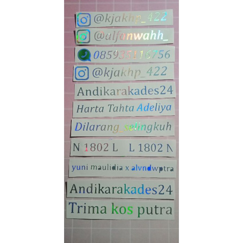 

hologram ukuran 12x2 bisa pilih font