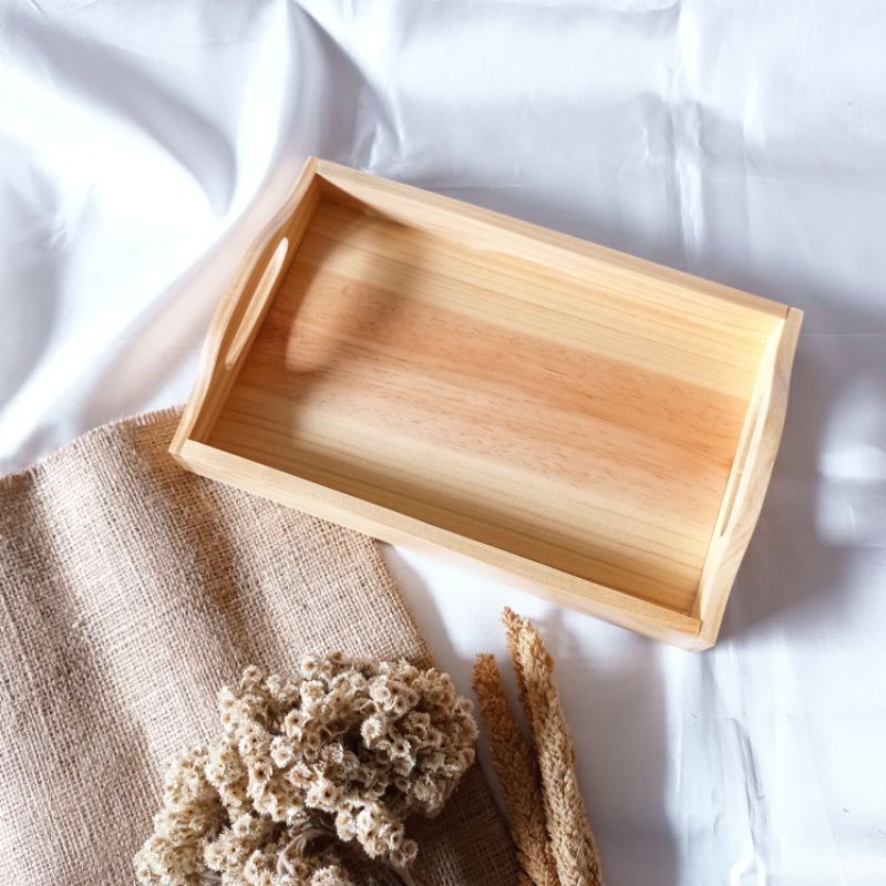 Nampan Kayu Pinus / Tray / Baki Kayu Pinus / Tempat Seserahan Aesthetic