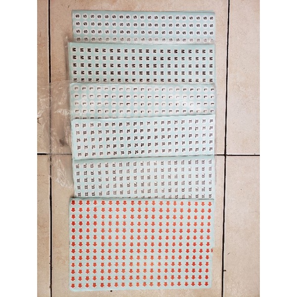 STICKER SIZE TEMPEL S M L XL XXL PANAH - SIZE UKURAN BAJU TEMPEL