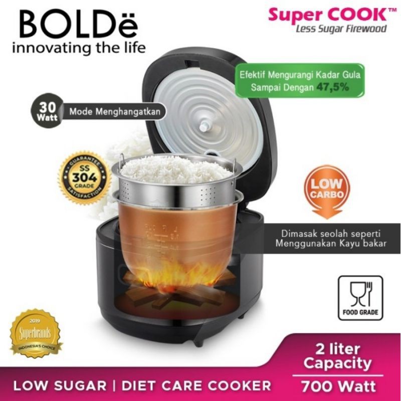 Rice Cooker BOLDe Less Sugar 2 Liter FIREWOOD - Magic Com