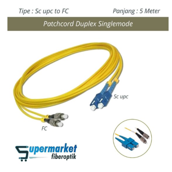 Kabel Patch Cord Patchcord SC-UPC to FC Duplex SM 5 Meter