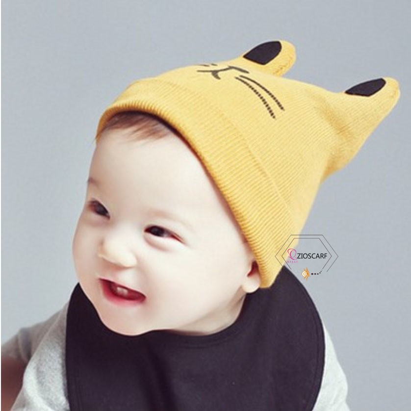 TOPI BAYI / TOPI KUPLUK RAJUT BEANIE / TOPI BAYI TELINGA KUCING /TOPI RAJUT UNISEX KUPLUK KEREN HTA