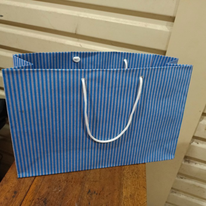 

✨ BISA COD ✨ paper bag bronis garis biru isi 12 pcs terlaris dan termurah