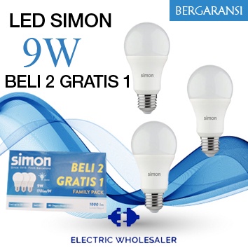 LAMPU LED FAMILY PACK BELI 2 GRATIS SATU 9W SIMON ( PAKET HEMAT )