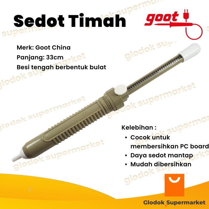 Sedot Timah Goot China GS100 Desoldering Pump GS-100 Penyedot Timah Panjang 33cm